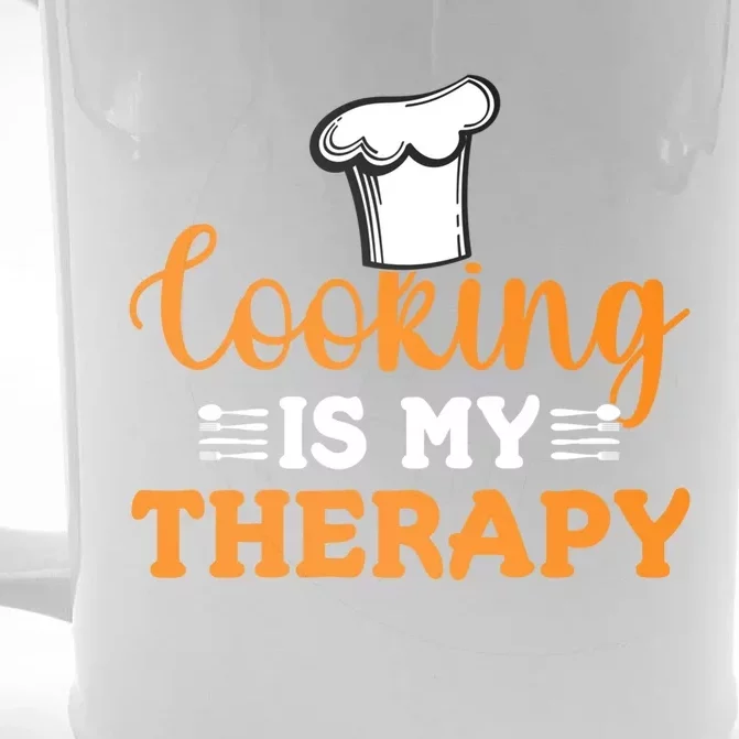 Cooking Is My Therapy Cook Baking Baker Chef Gift Front & Back Beer Stein