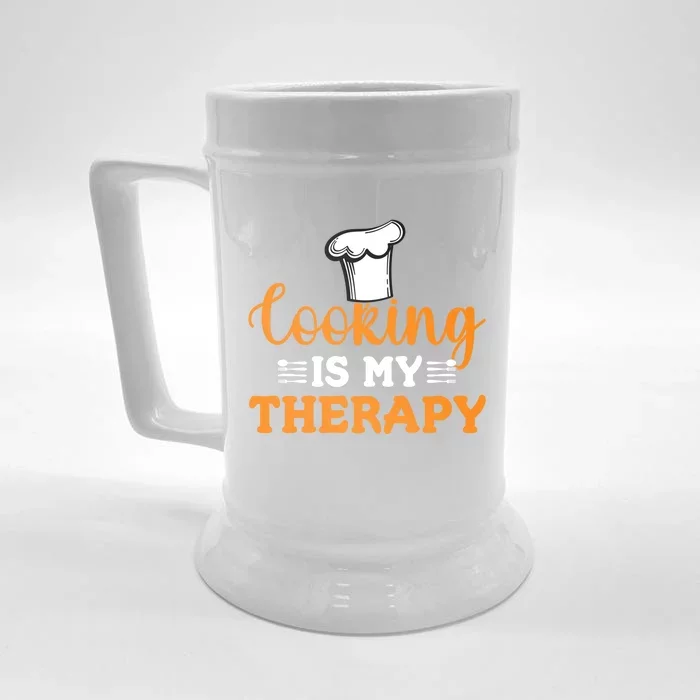 Cooking Is My Therapy Cook Baking Baker Chef Gift Front & Back Beer Stein