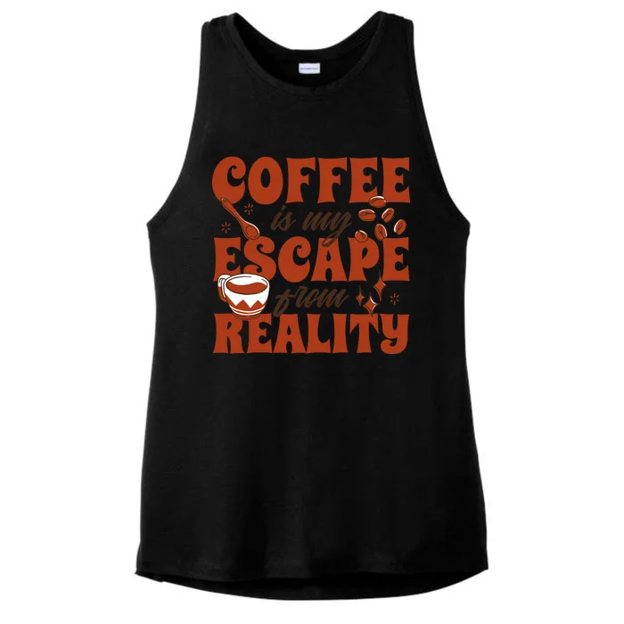 Coffee Is My Escape From Reality Caffeine Lover Ladies Tri-Blend Wicking Tank