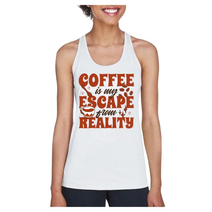 Coffee Is My Escape From Reality Caffeine Lover Women's Racerback Tank