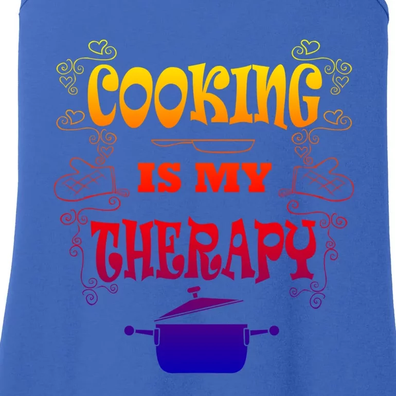 Cooking Is My Therapy Ironic Baking Chef Gift Ladies Essential Tank