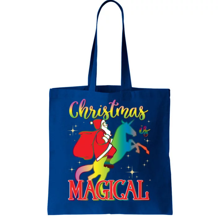 Christmas Is Magical Santa Riding Unicorn Holiday Graphic Cute Gift Tote Bag