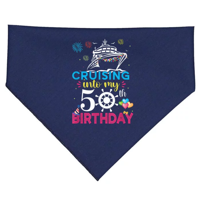 Cruising Into My 50th Birthday Cruise Party Cruise Crew USA-Made Doggie Bandana