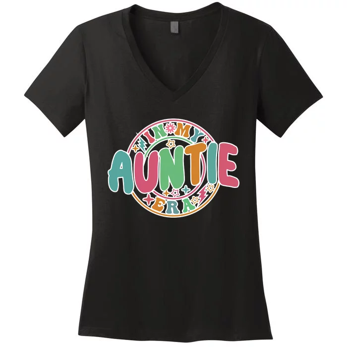 Colorful In My Auntie Era Fun Aunt Women's V-Neck T-Shirt