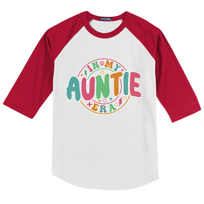 Colorful In My Auntie Era Fun Aunt Kids Colorblock Raglan Jersey