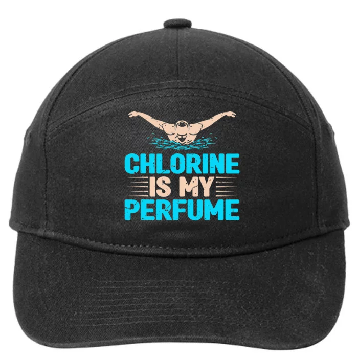 Chlorine Is My Perfume Swimming Swimmer Watersport Swim Pool 7-Panel Snapback Hat