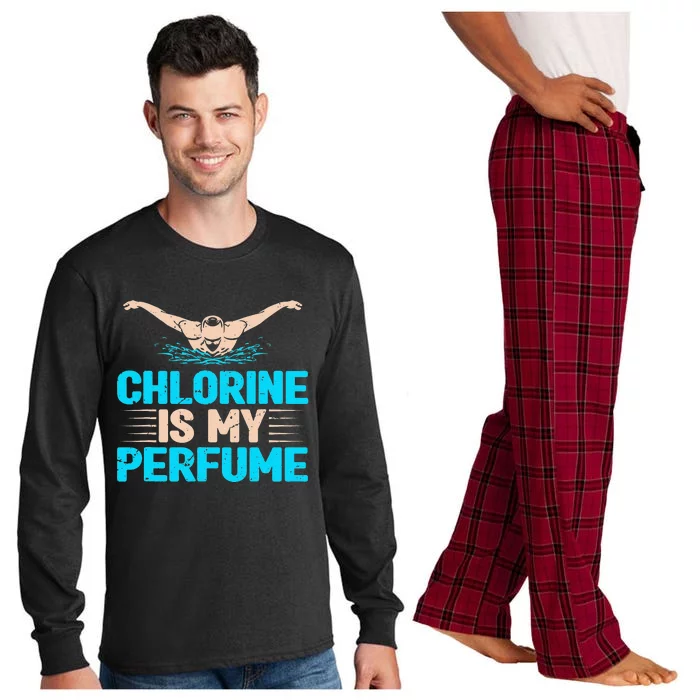 Chlorine Is My Perfume Swimming Swimmer Watersport Swim Pool Long Sleeve Pajama Set