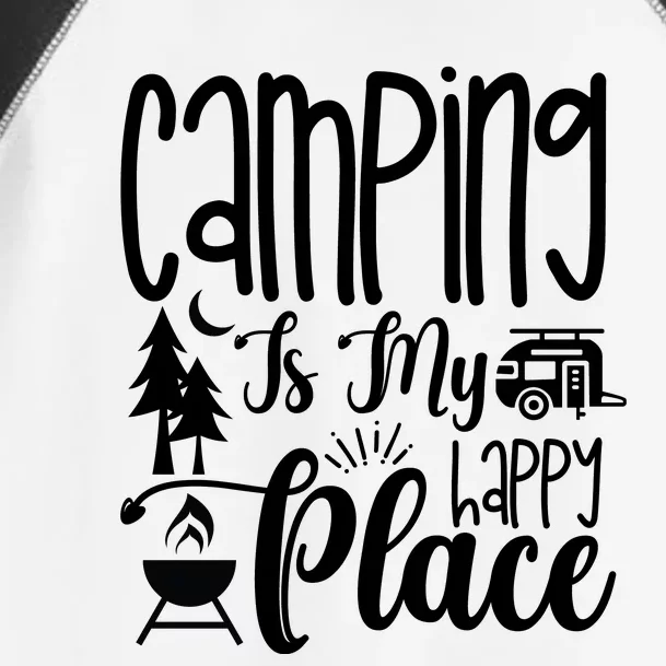 Camping Is My Happy Place Funny Camping Toddler Fine Jersey T-Shirt