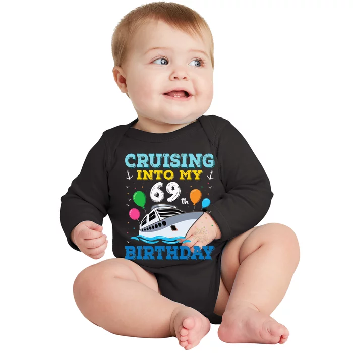 Cruising Into My 69th Birthday Party Baby Long Sleeve Bodysuit