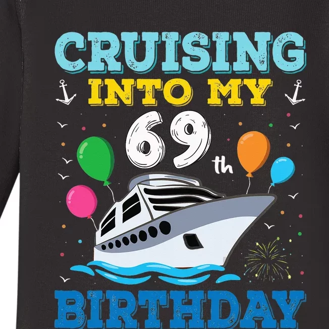 Cruising Into My 69th Birthday Party Baby Long Sleeve Bodysuit