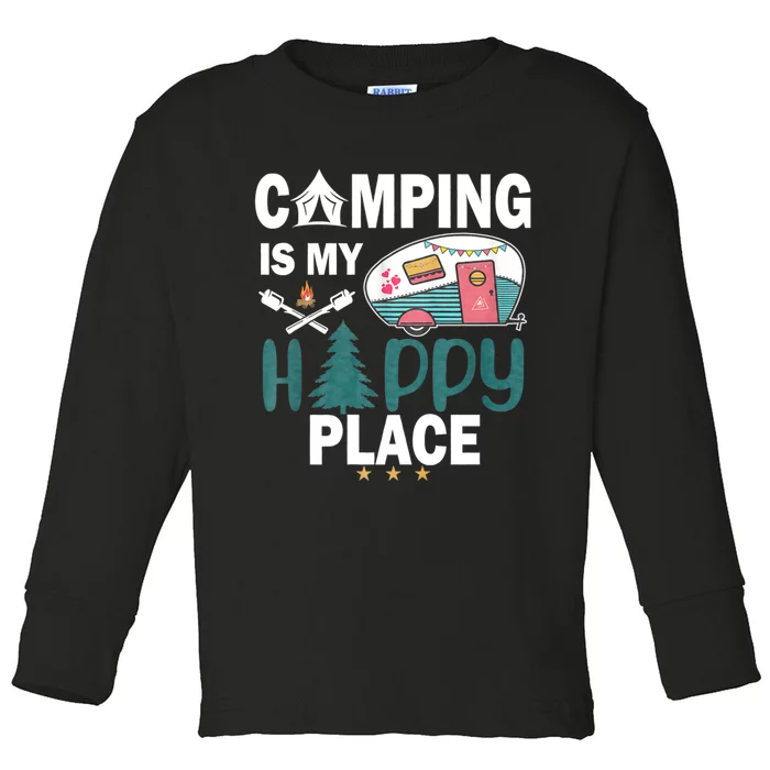 Camping Is My Happy Place Toddler Long Sleeve Shirt