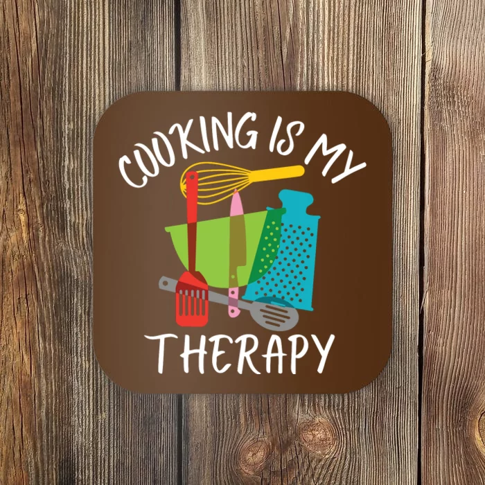 Cooking Is My Therapy Chef Cook Gifts Funny Culinary Coaster