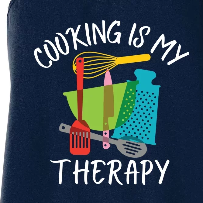 Cooking Is My Therapy Chef Cook Gifts Funny Culinary Women's Racerback Tank