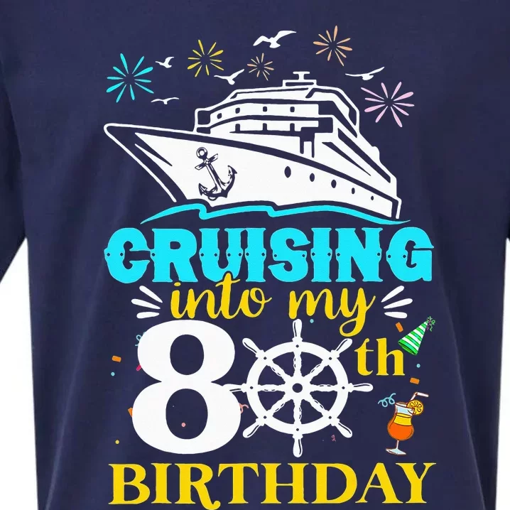 Cruising Into My 80th Birthday 80 Year Old Sueded Cloud Jersey T-Shirt