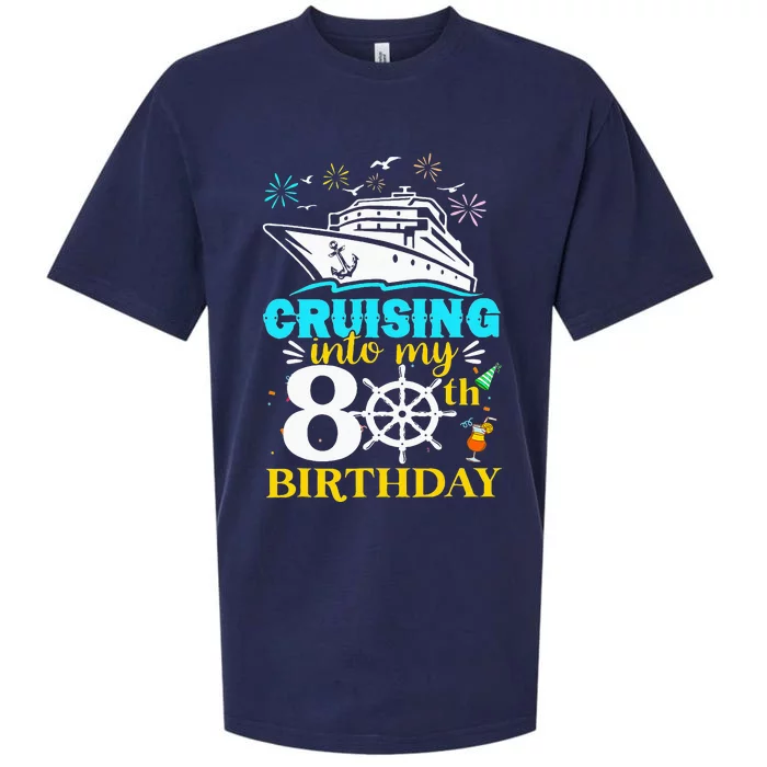 Cruising Into My 80th Birthday 80 Year Old Sueded Cloud Jersey T-Shirt