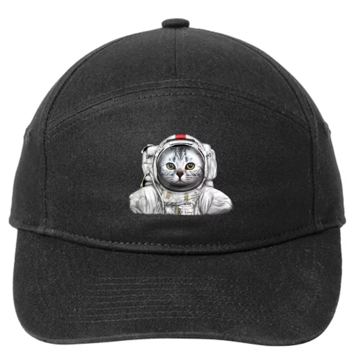 Catstronaut In Meowterspace Funny Cat 7-Panel Snapback Hat