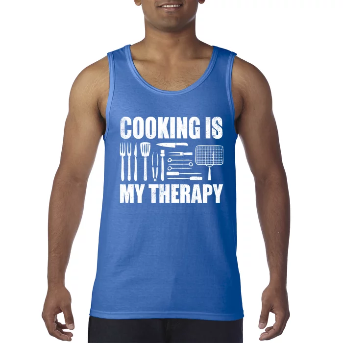 Cooking Is My Therapy Gift Funny Cooking Chef Funny Gift Tank Top