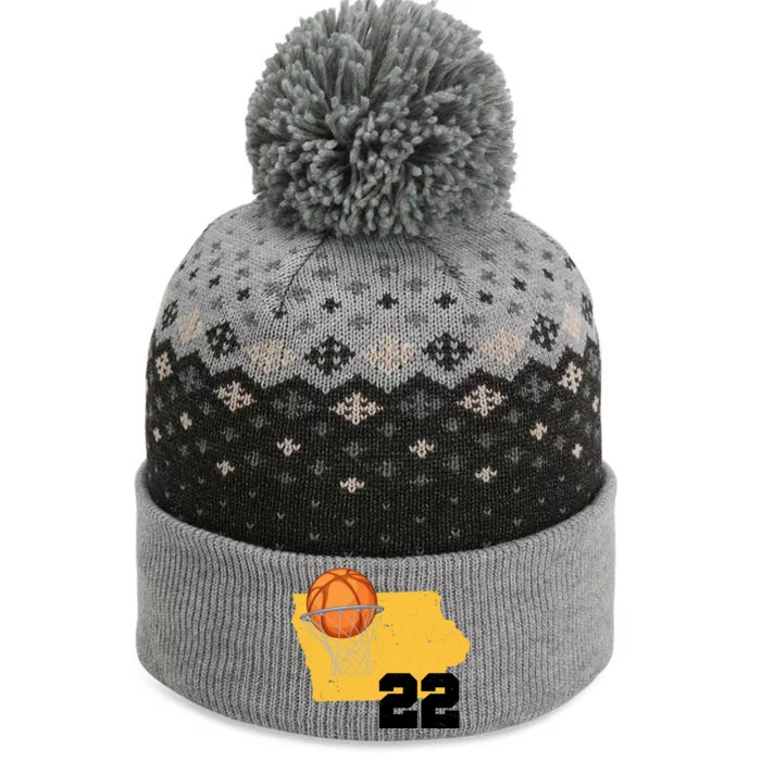 Clark Iowa Map 22 Basketball Lover The Baniff Cuffed Pom Beanie