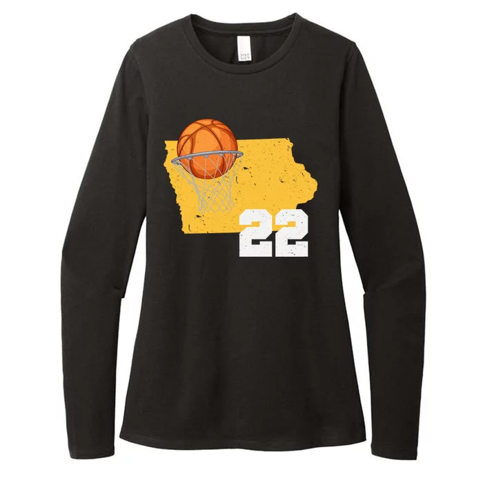 Clark Iowa Map 22 Basketball Lover Womens CVC Long Sleeve Shirt