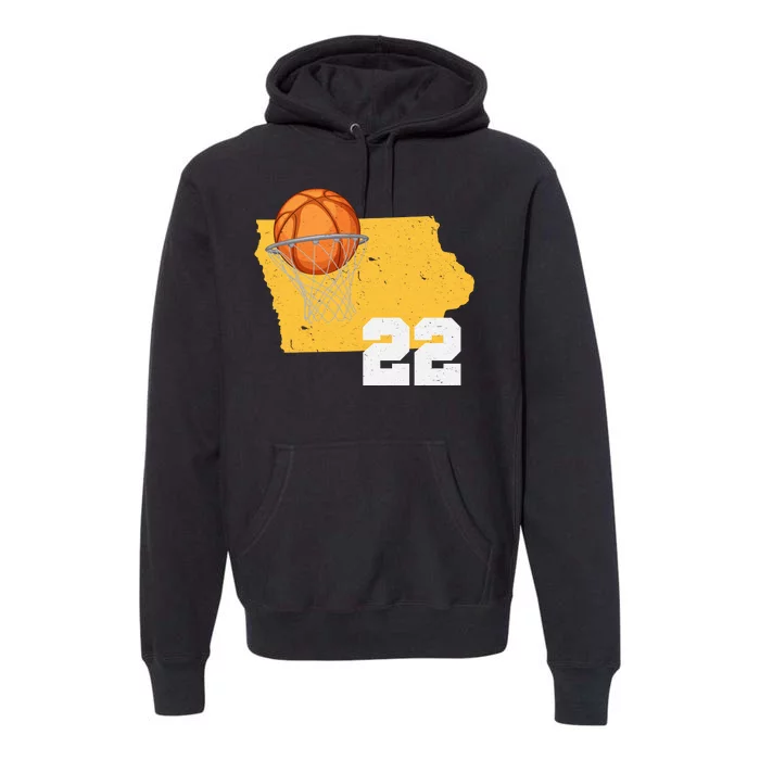 Clark Iowa Map 22 Basketball Lover Premium Hoodie