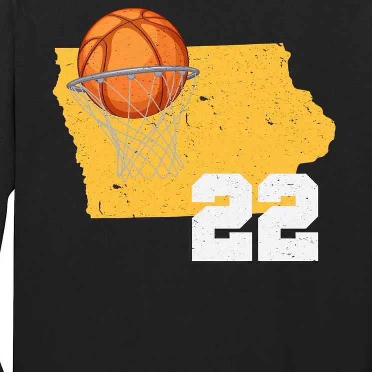 Clark Iowa Map 22 Basketball Lover Tall Long Sleeve T-Shirt