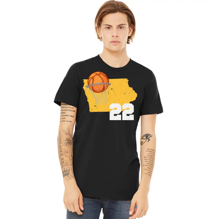 Clark Iowa Map 22 Basketball Lover Premium T-Shirt