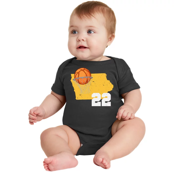 Clark Iowa Map 22 Basketball Lover Baby Bodysuit