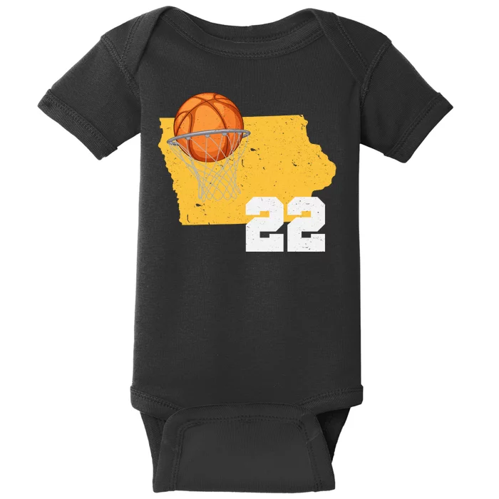 Clark Iowa Map 22 Basketball Lover Baby Bodysuit