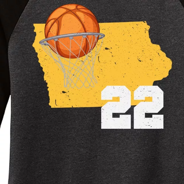 Clark Iowa Map 22 Basketball Lover Women's Tri-Blend 3/4-Sleeve Raglan Shirt