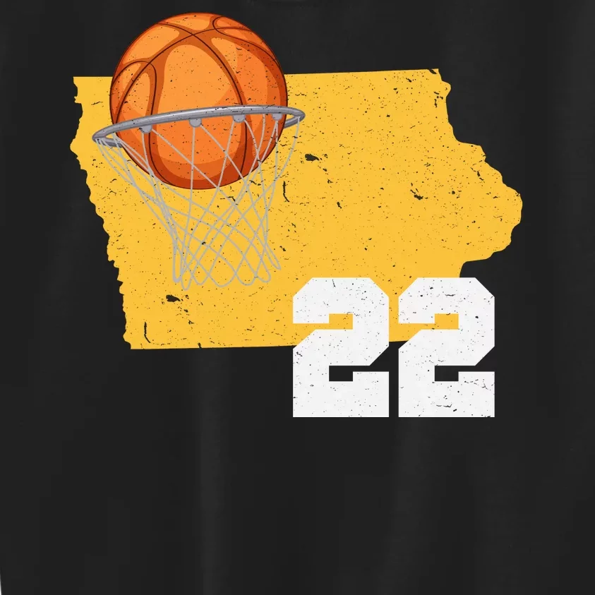 Clark Iowa Map 22 Basketball Lover Kids Sweatshirt