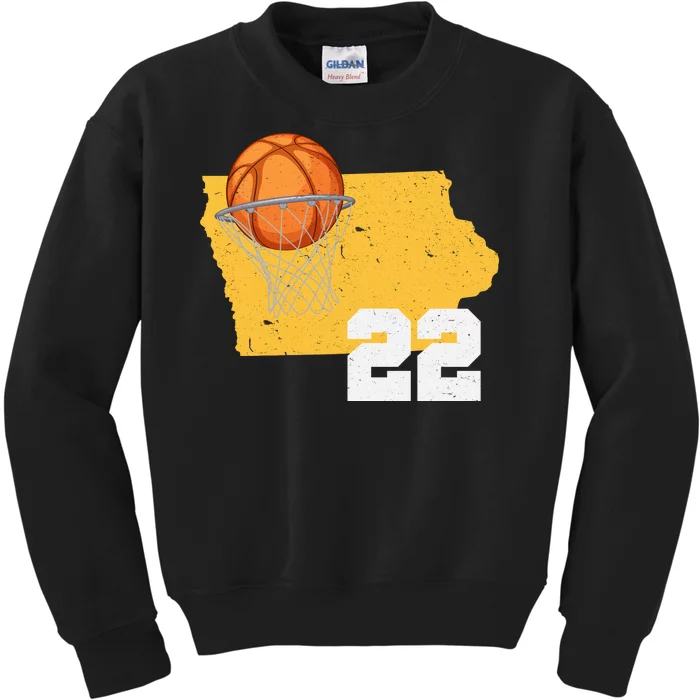 Clark Iowa Map 22 Basketball Lover Kids Sweatshirt