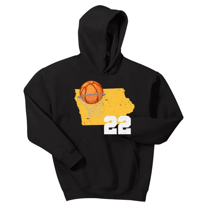 Clark Iowa Map 22 Basketball Lover Kids Hoodie