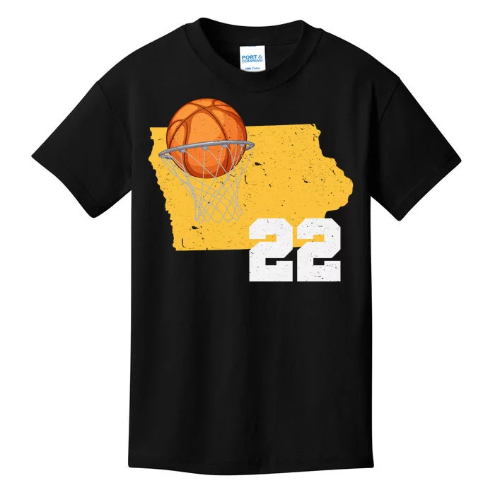 Clark Iowa Map 22 Basketball Lover Kids T-Shirt