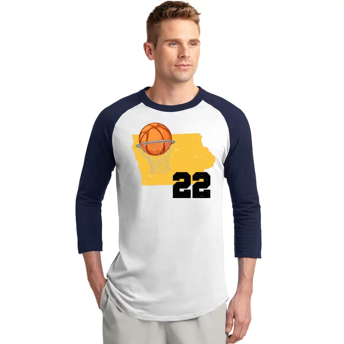 Clark Iowa Map 22 Basketball Lover Baseball Sleeve Shirt