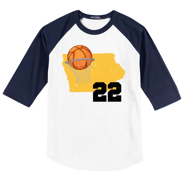 Clark Iowa Map 22 Basketball Lover Baseball Sleeve Shirt