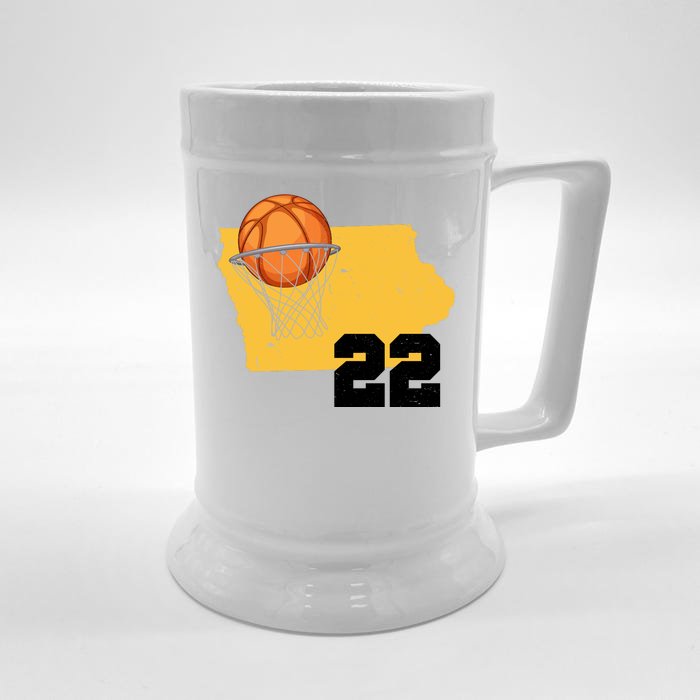 Clark Iowa Map 22 Basketball Lover Front & Back Beer Stein