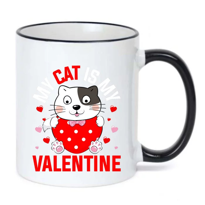 Cat Is My Valentine Black Color Changing Mug