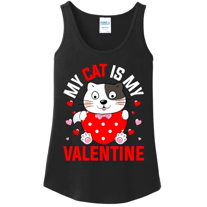 Cat Is My Valentine Ladies Essential Tank