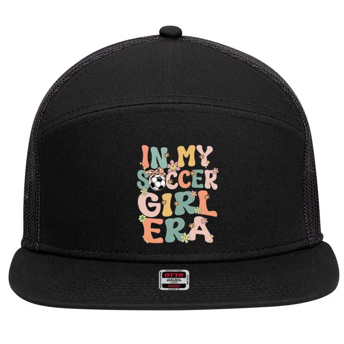 Cute In My Soccer Era Retro Groovy Soccer 7 Panel Mesh Trucker Snapback Hat