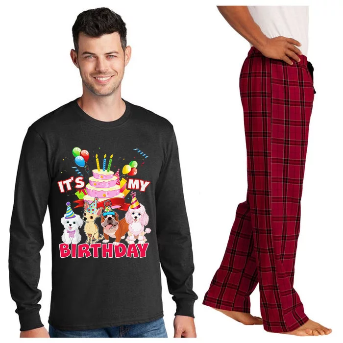 Cute Its My Birthday Dog And Puppy Theme Party Day Costume Long Sleeve Pajama Set