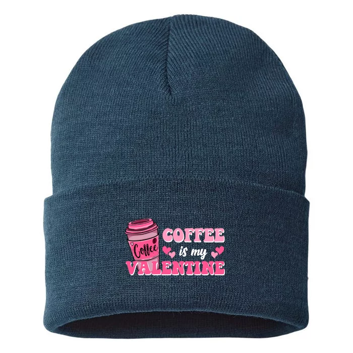 Coffee Is My Valentine Retro Cute Sustainable Knit Beanie