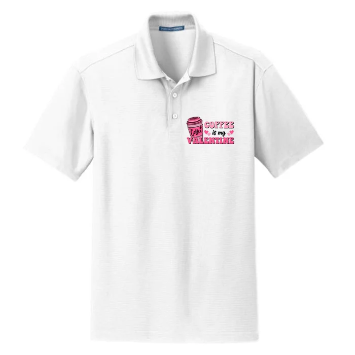 Coffee Is My Valentine Retro Cute Dry Zone Grid Performance Polo