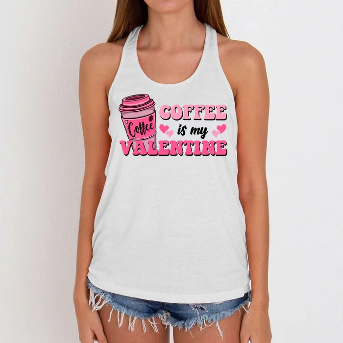 Coffee Is My Valentine Retro Cute Women's Knotted Racerback Tank