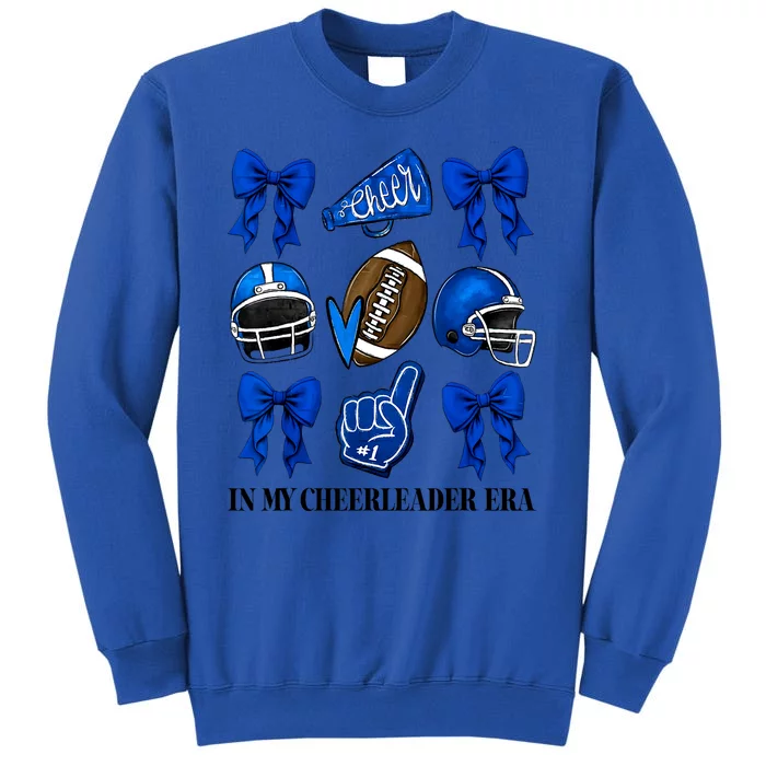 Cheer In My Cheerleader Era Cheer Coquette Football Gift Tall Sweatshirt