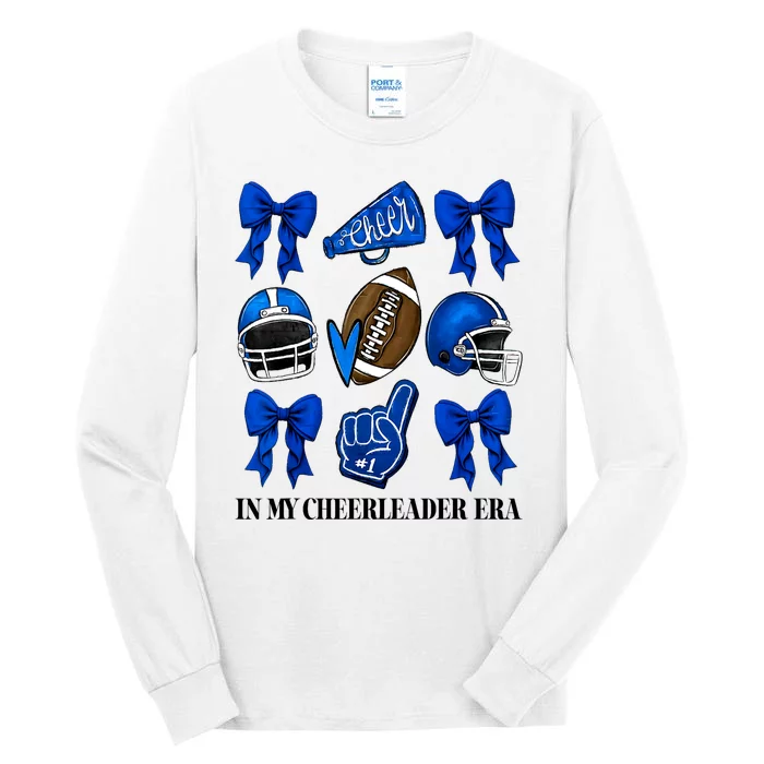 Cheer In My Cheerleader Era Cheer Coquette Football Gift Tall Long Sleeve T-Shirt