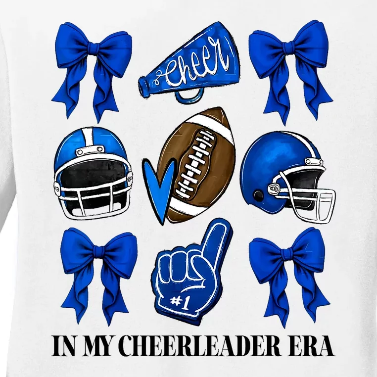 Cheer In My Cheerleader Era Cheer Coquette Football Gift Ladies Long Sleeve Shirt