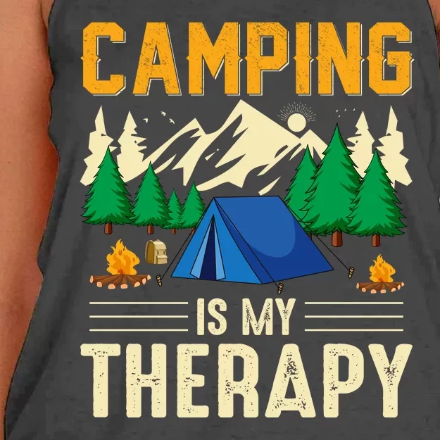 Camping Is My Therapy Funny Camping Women's Knotted Racerback Tank