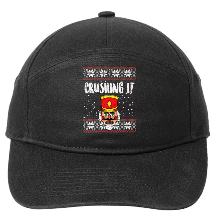 Crushing It Nutcracker Ugly Christmas Xmas 7-Panel Snapback Hat