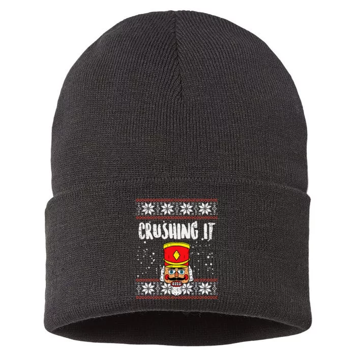 Crushing It Nutcracker Ugly Christmas Xmas Sustainable Knit Beanie