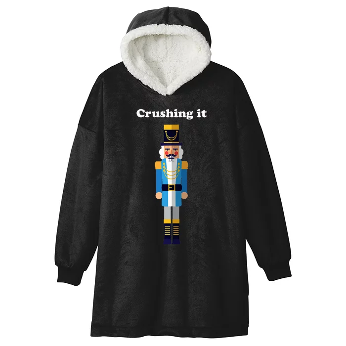 Crushing It Nutcracker Christmas Ugly Sweater Winner Hooded Wearable Blanket